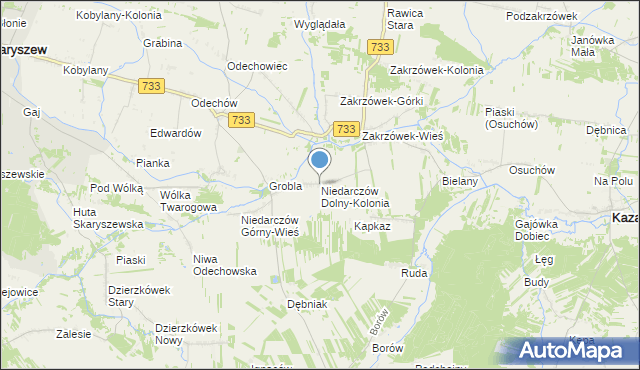 mapa Niedarczów Dolny-Kolonia, Niedarczów Dolny-Kolonia na mapie Targeo